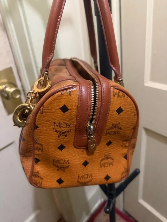 MCM Cognac Visetos Satchel with Gold Hardware - Picture 5 of 12